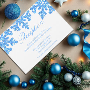 Carte D'accompagnement Flocon de neige bleu Réception de mariage d'hiver