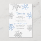 Carte D'accompagnement Flocon de neige en argent bleu Réception de mariag (Devant)