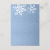 Carte D'accompagnement Flocon de neige en argent bleu Réception de mariag (Dos)