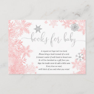 Carte D'accompagnement Flocon de neige rose argent baby shower demande de