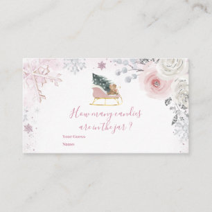 Carte D'accompagnement Flocon de neige rose hivernal combien de bonbons