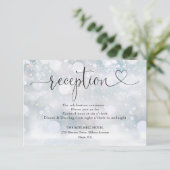 Carte D'accompagnement Flocons de Neige Coeur Script Mariage Réception (Debout devant)