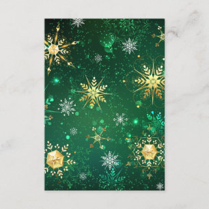 Carte D'accompagnement Flocons de neige dorés de Noël sur fond vert