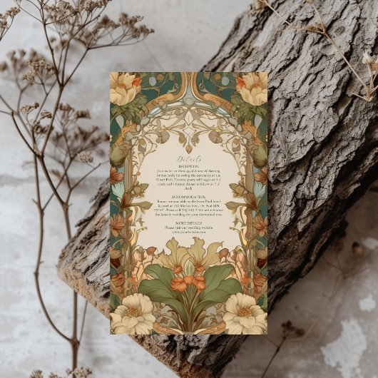 Carte D'accompagnement Flora Vintage Art nouveau Mariage