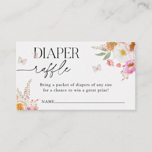 Carte D'accompagnement Floral Baby Bloom Baby Shower Diaper Raffle Insert (Devant)