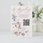 Carte D'accompagnement Floral Berry Sweet Bridal Shower QR Code Registry (Debout devant)