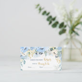 Carte D'accompagnement Floral Blue Baby shower Devine Combien De Baisers  (Debout devant)