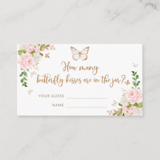 Carte D'accompagnement Floral blush or devinez combien de baisers papillo (Devant)