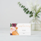 Carte D'accompagnement Floral bourgogne automne citrouilles devinez combi (Debout devant)