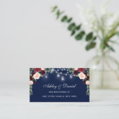 Carte D'accompagnement Floral Bourgogne Blue Mariage Registry Insert Card (Debout devant)