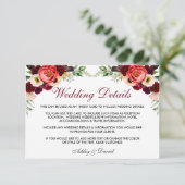 Carte D'accompagnement Floral Bourgogne Boho Détails du Mariage Insérer l (Debout devant)