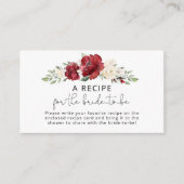 Carte D'accompagnement Floral Bourgogne Recette pour que la mariée soit (Devant)