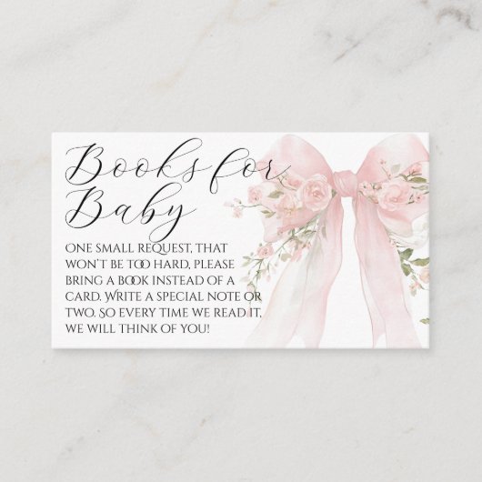 Carte D'accompagnement Floral Bow Élégant Baby shower Fille Fleur (Devant)