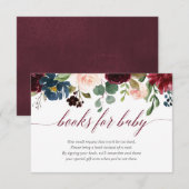 Carte D'accompagnement Floral burgundy bleu fille baby shower demande (Devant / Derrière)