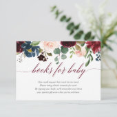 Carte D'accompagnement Floral burgundy bleu fille baby shower demande (Debout devant)
