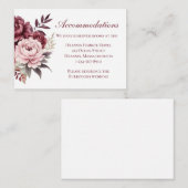 Carte D'accompagnement Floral Burgundy Peony Mariage Hébergements (Devant / Derrière)