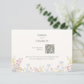 Carte D'accompagnement Floral Calligraphy QR Code Wedding Website (Debout devant)