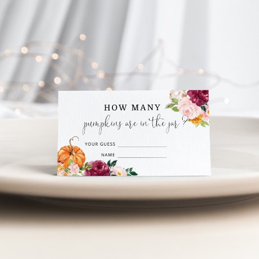 Carte D'accompagnement Floral citrouille devine combien de citrouilles je