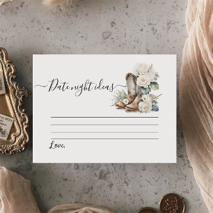 Carte D'accompagnement Floral Cowgirl Boots Fête des mariées Date Jeu
