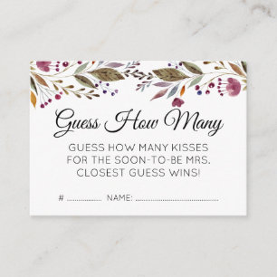 Carte D'accompagnement Floral Devine combien de Fêtes de l'mariée de bais