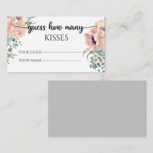 Carte D'accompagnement Floral devinez combien de baisers jeu nuptiale