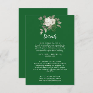 Carte D'accompagnement Floral d'hiver Détails du Mariage vert