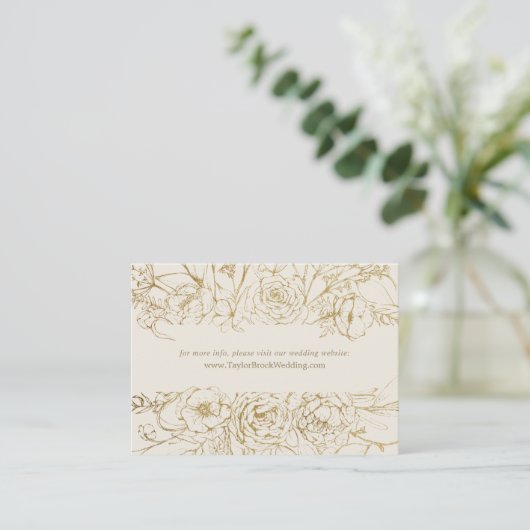Carte D'accompagnement Floral doré | Site Mariage Cream & Gold (Debout devant)