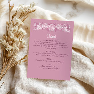 Carte D'accompagnement Floral Dusty Rose Blush Bourgogne Détails Mariage