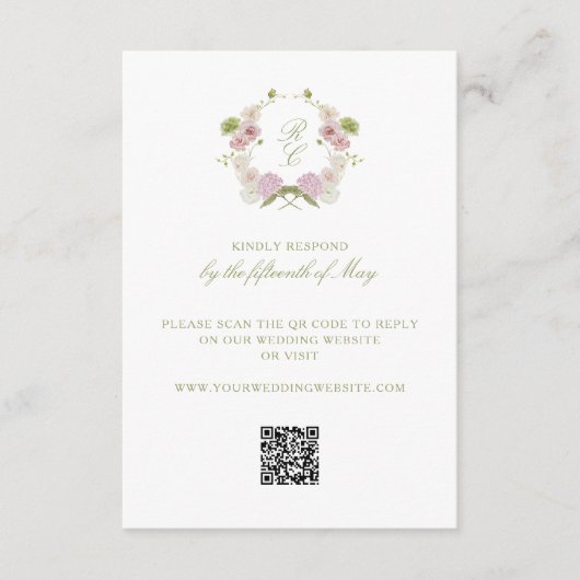 Carte D'accompagnement Floral Elegance Monogram Crest Wedding (Devant)