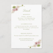 Carte D'accompagnement Floral Elegance Pink Green Wedding (Devant)