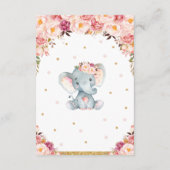 Carte D'accompagnement Floral Elephant Baby shower Apportez une fille de  (Dos)