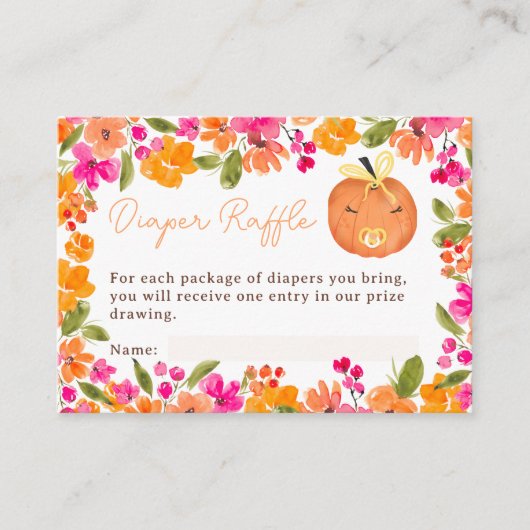 Carte D'accompagnement Floral Fall jolie citrouille baby shower de tombol (Devant)