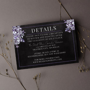 Carte D'accompagnement Floral foncé noir gothique violet Mariage d'Hallow