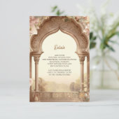Carte D'accompagnement Floral Garden Indian Palace Arch Détails du Mariag (Debout devant)