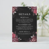 Carte D'accompagnement Floral gothique Détails Mariage Noir (Debout devant)