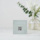 Carte D'accompagnement Floral Greenery Wedding Scan Code RSVP (Debout devant)