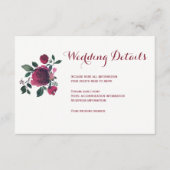 Carte D'accompagnement Floral hiver bordeaux détails du mariage (Devant)