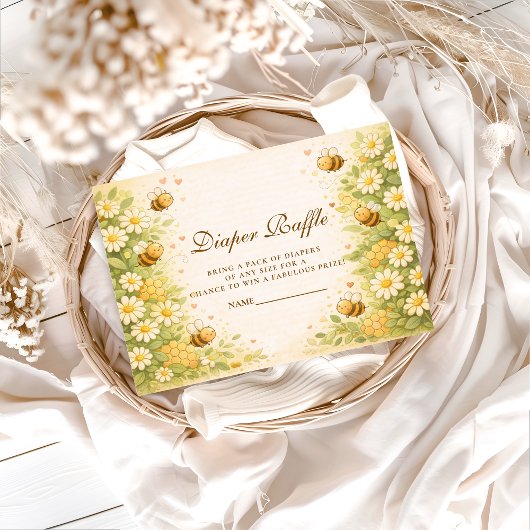 Carte D'accompagnement Floral Honey Bee Diapper Raffle