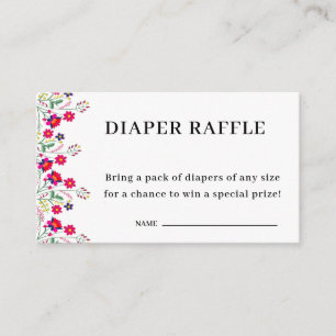 Carte D'accompagnement Floral mexicain Raffle de couches Baby shower