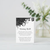 Carte D'accompagnement Floral noir et blanc Mariage Wishing well (Debout devant)