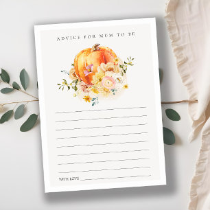 Carte D'accompagnement Floral Orange Citrouille Conseiller pour le Baby s
