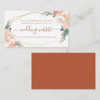 Carte D'accompagnement Floral Peach Cream Gold Terracotta Site Mariage