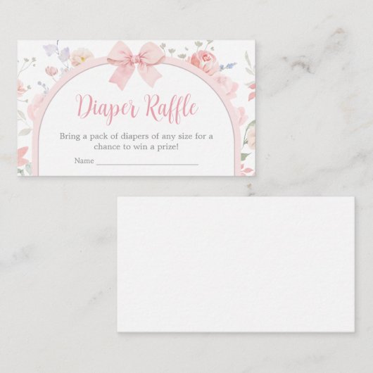 Carte D'accompagnement Floral Pink Bow Baby en Fleur de chaudière Raffle (Devant / Derrière)