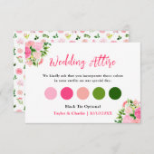 Carte D'accompagnement Floral Pink Roses Wedding Attire Dress Code (Devant / Derrière)