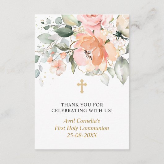 Carte D'accompagnement Floral Premier Saint-Merci Communion (Devant)