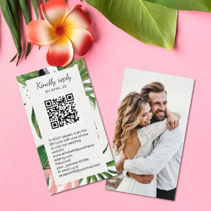 Carte D'accompagnement Floral QR Code photo en ligne boîtier RSVP