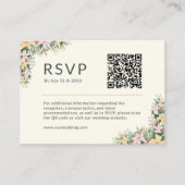Carte D'accompagnement Floral romantic wedding Website RSVP QR Code (Devant)