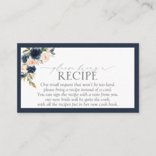 Carte D'accompagnement Floral Rose Bleu Marine S'Il Vous Plaît Apporter U
