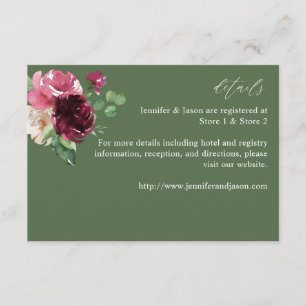 Carte D'accompagnement Floral rose et bordeaux 7 - Vert