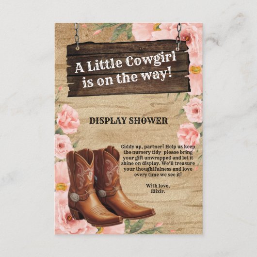 Carte D'accompagnement Floral Rustic Boots Baby shower (Devant)